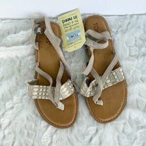 NWT TOMS Lexie Metallic Gladiator Sandals Size 7.5